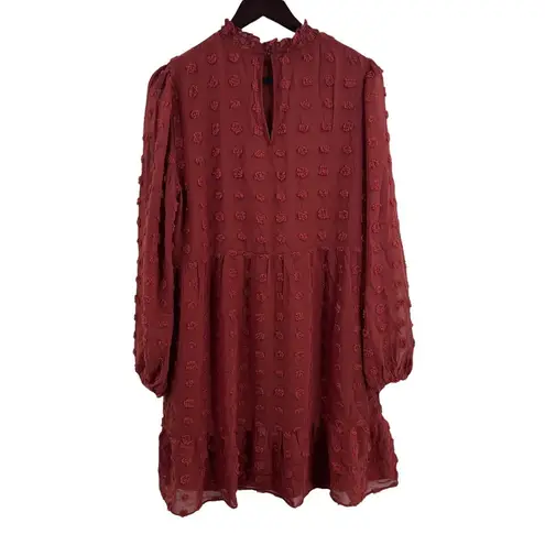 VERO MODA Mini Smock Dress with Textured Spots Red Size L New