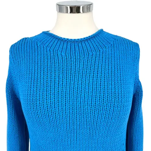 Poetry Cotton Tape High-Neck Sweater Soft Peacock Blue Size 6