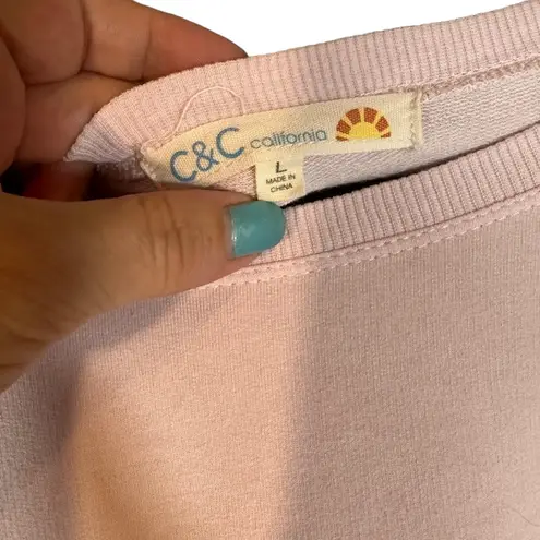 C&C California Pink California Girl Graphic Long Sleeve Top Women Sz L