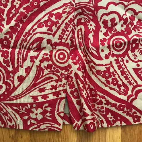 Ann Taylor Silk Skirt Red Cream 6