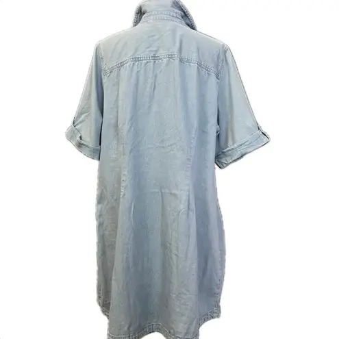 Karen Scott PLUS Sz 1X Denim Chambray Shirt Dress Light Wash Western Cottage
