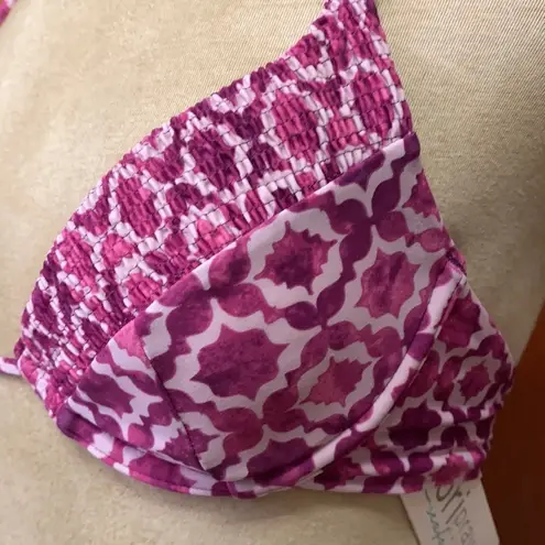 Tori Praver Bikini Swimsuit Swimwear Eggplant Smocked XS S New