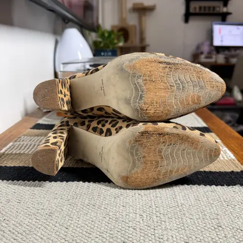 Matisse Leopard Print Ankle Boots Women 6M Leather Block Chunky Heel Statement Brown Size 6