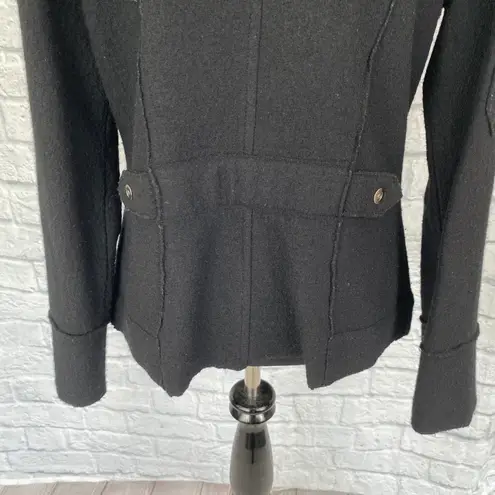 Willi Smith women L 100% wool V-cut coat w/zip pockets black