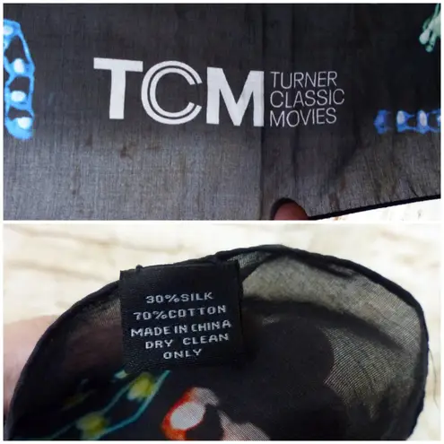 TCM Turner Classic Movie Scarf Black Colorful Fireworks Kaleidoscope Silk Wrap