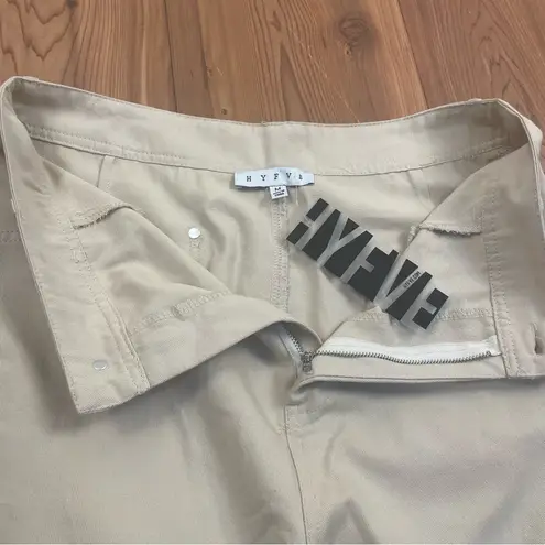 HYFVE  Khaki High Rise Wide Leg Lightweight Cotton Denim Trouser Pants Medium New