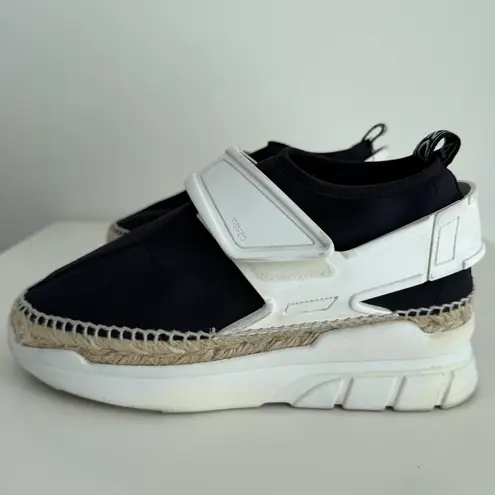 Kenzo Espadrille Sneakers Womens 8.5 EU 39 Black White Platform Rope Slip On