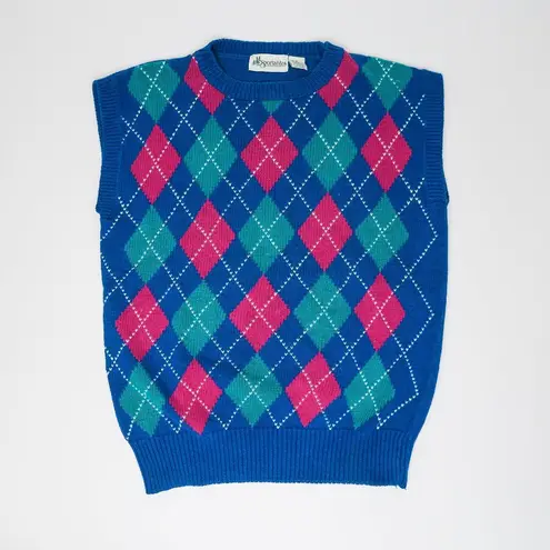 Vintage 80s Sportables Argyle Knit Sweater Set