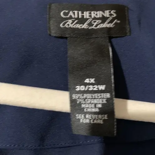 Catherines Black Label Plus Size 4X 30 32W Blue Open Front Bell Sleeve Jacket