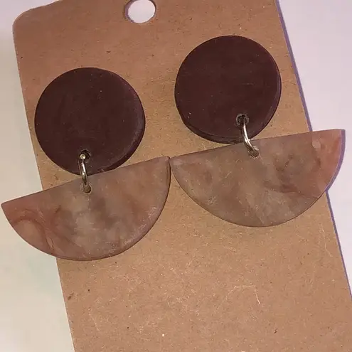 Elegant Brown and Tan Retro Boho Clay Earrings