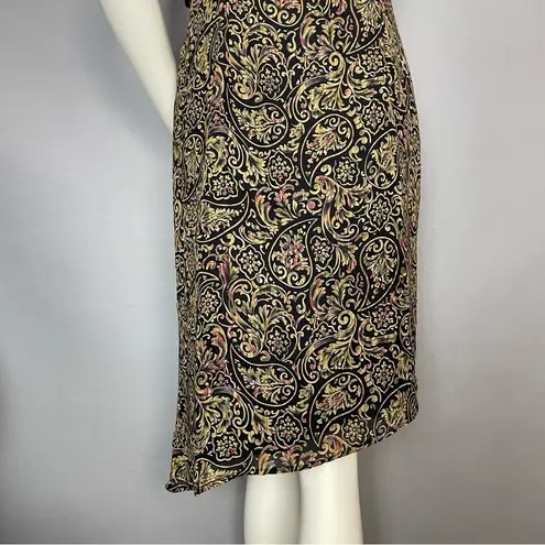 Vintage Asymmetrical Dress Paisley Black Beaded Spaghetti Straps Missy Small 4/6