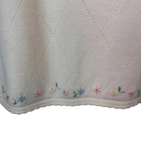 Alfred Dunner Vintage 1980's Floral Embroidered Sweater Size PL