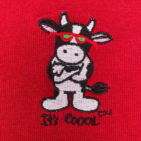 Jerzees Vintage 90s  Red Cow Embroidered It’s Cool Crewneck Sweater Sweatshirt