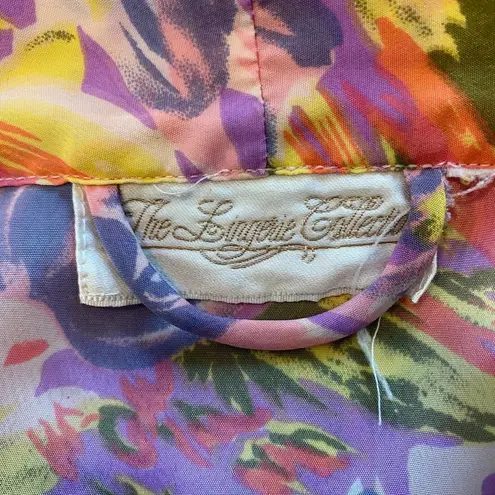 The Lingerie Collection Robe Large Purple Multicolor Floral 3/4 Kimono Sleeve