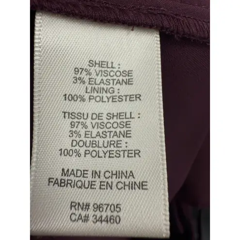 Rebecca Taylor Dress Pants Womens 2 Burgundy Plum Lined Tapered Trousers
