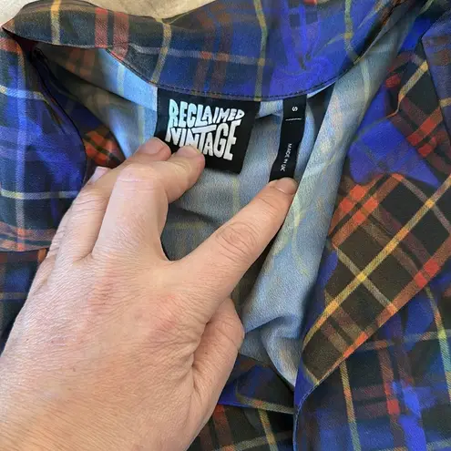 ASOS Reclaimed Vintage Unisex Plaid Checkered Shirt Pants Set Sz S Blue