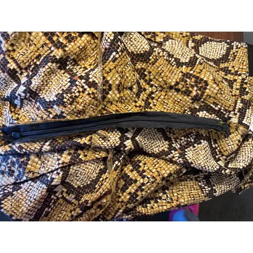 Boohoo Snakeskin Print Ruffle Mini Dress Long Sleeve Bold Party Fashion Look