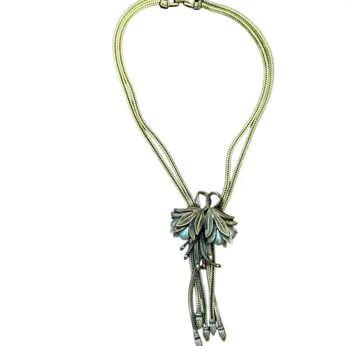 Vintage Tortolani Runway Piece Gold Wash Over Pewter Necklace