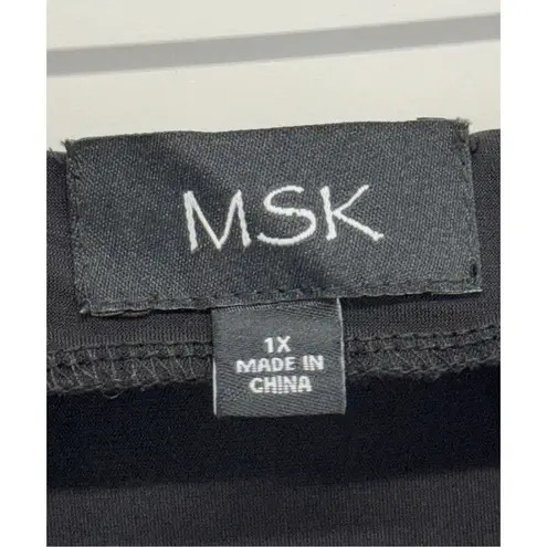 MSK Dress Size 1X Sequined Cold Shoulder Shift Bell Sleeve Knee Length NEW Black