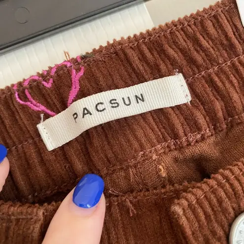 PacSun NWT  Brown pink cargo joggers elastic waist brown hearts baggy corduroy - Image 8
