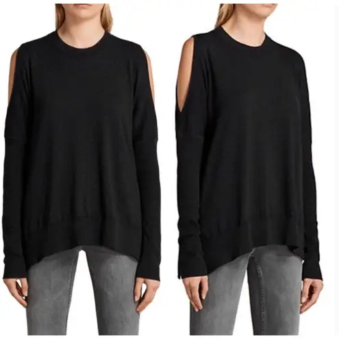 ALLSAINTS Reya Jumper Dark Gray Sweater Cold Shoulder Large Designer Casual