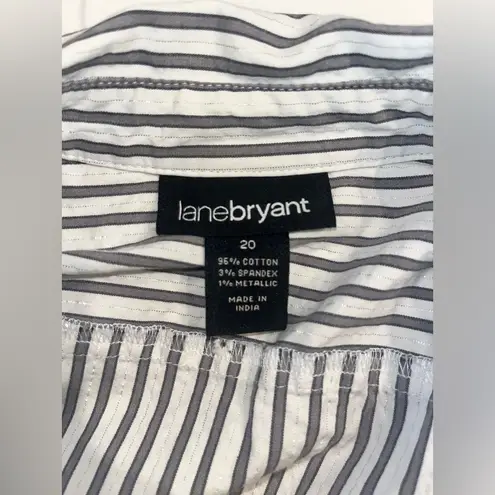 Lane Bryant  Striped Button Down Short Sleeve Top Size 20