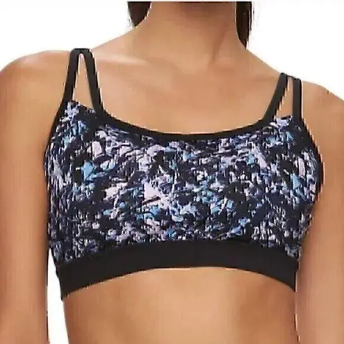 Gaiam Black Blue Lilac Lavender Navy Geo Geometric Print Strappy Sports Bra S