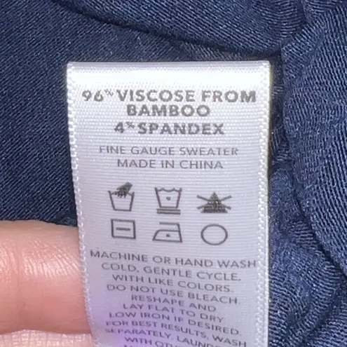 YALA LESLIE LONG SLEEVE OVERSIZE BAMBOO CARDIGAN SLOUCH POCKETS BLUE WOMEN S/M