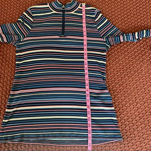 cj banks  Cotton Candy Stripe Stretch Knit 1/4 Zip Long Sleeve Top