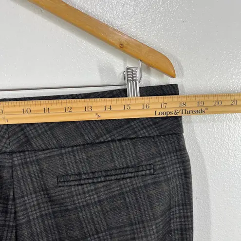 Dalia Womens Pants Large Black Gray Plaid Slim Leg Stretch Pull