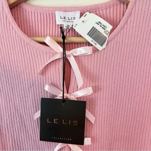 Le lis  Satin Bow Detail Sleeveless Sweater Top in Pink NEW Size Medium