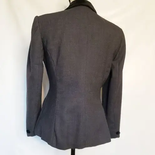 Rena Rowan Saville Wool Blazer Size 4 Velvet Collar Gray 4 Button Hour Glass