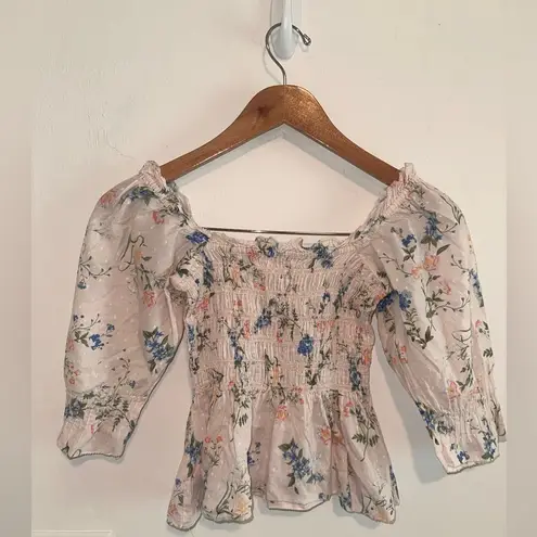 Saylor Clover Top Puff Sleeves Floral in Pink Sz XS