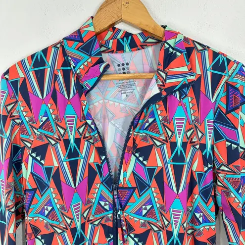 Title Nine Geometric Print Full Zip Long Sleeve Athletic Jacket Activewear