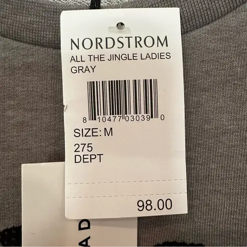 South Parade All The Jingle Ladies Ruffle Sweatshirt Women's Medium Gray Sequins Black