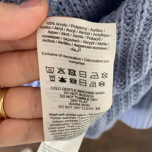 Only Chunky Baby Blue Shorter Crop Wrap Knit Knitted Cardigan M