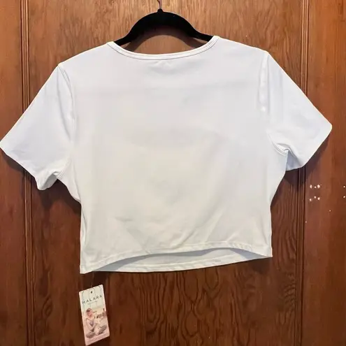 Halara NWT  Cloudful Round Neck Cut Out Short Sleeve Crop Top XL White