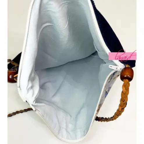 Handmade BUNDLE Blue Feather Beaded Rustic Crossbody Bag Wristlet Corduroy Set