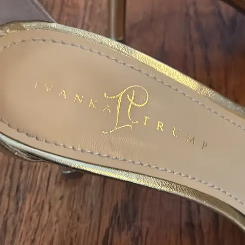 Ivanka Trump Gold Ankle Strap Heels Sandals Shoes Size 10