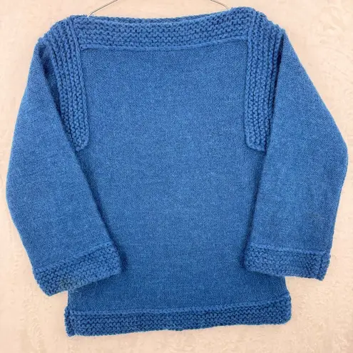Vintage Y2K Turquoise Blue Wool Mohair Blend Knit Sweater Cozy Cabincore Large