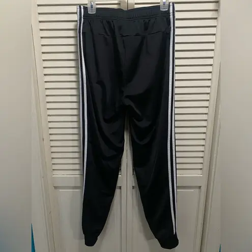 Adidas Women's Size M Black/White‎ 3 Stripe Jogger Pants Drawstring Pockets Logo