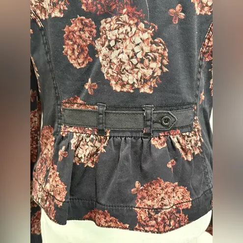 Marrakech (Anthropologie) Floral Walsh Jacket in Black and Red Size S