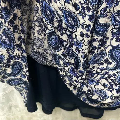 ECI Paisley Print Cold Shoulder V Neck Dress Size Large