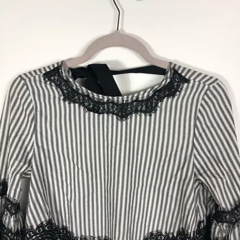 ZARA  woman striped lace flared sleeve top‎ women’s size XS