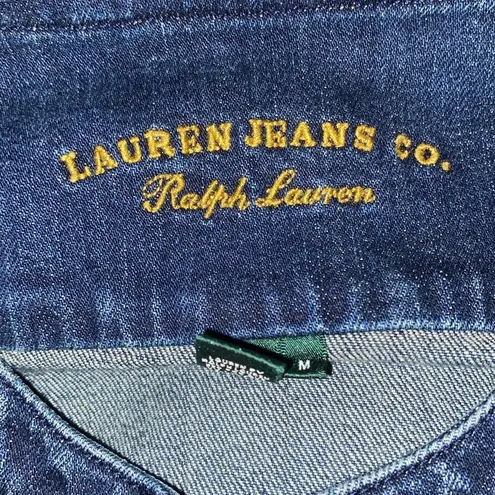 Vintage Ralph Lauren Jean Jacket Women’s Size M RL Denim Band Collar Jacket Blue Size M