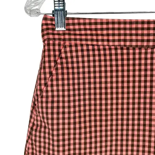 Lady Hagen  Gingham Check Golf Skort 6 Salmon Brown Pockets Skirt Shorts