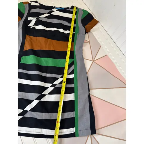 Derek Lam Linen Graphic Surf Parrot Cocktail Dress Stripe Sheath Mini Size 12