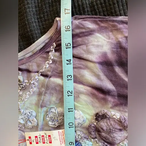 Trixie Tie Dye Purple/Teal Sleeveless Blouse Beads Ribbon Embroidery Size M NWT Purple Size M