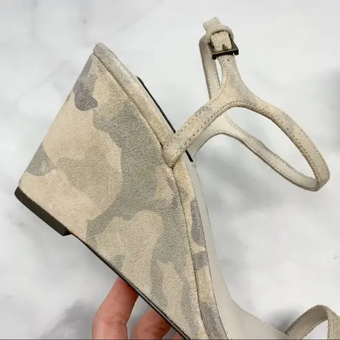 Anthropologie NEW  Camo Suede Barely There Minimalist Midi Wedge Sandal Heels 10