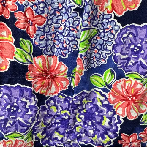 Ibkul Larisa Pull On Printed Skort Skirt Floral Navy Multi Red Purple Large L